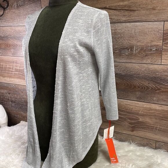 Heart of Palm Womens Swifty Gray Metallic Silver Open Face Cardigan Sz Small NWT - Picture 4 of 9